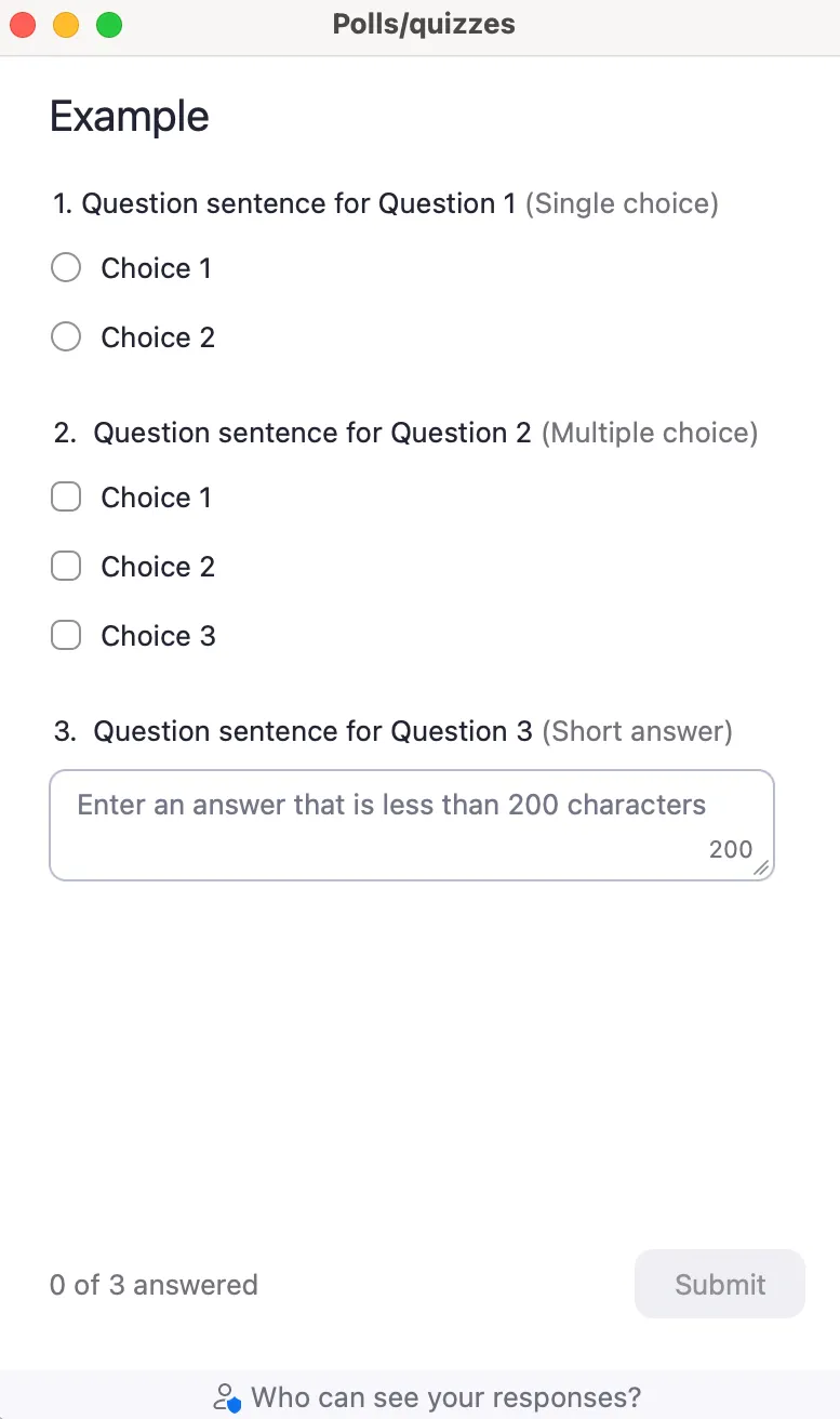 the screen for answering Polls